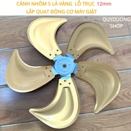 Cánh nhôm 5 lá vàng ,lỗ trục 12mm lắp cho quạt công nghiệp chế đường kính lồng 55cm 1