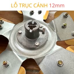 Cánh nhôm 5 lá vàng ,lỗ trục 12mm lắp cho quạt công nghiệp chế đường kính lồng 55cm 2