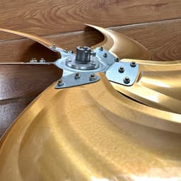 Cánh nhôm 5 lá vàng ,lỗ trục 12mm lắp cho quạt công nghiệp chế đường kính lồng 55cm 5