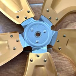 Cánh nhôm 5 lá vàng ,lỗ trục 12mm lắp cho quạt công nghiệp chế đường kính lồng 55cm 6