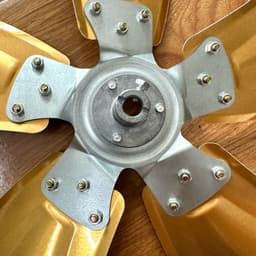 Cánh nhôm 5 lá vàng ,lỗ trục 12mm lắp cho quạt công nghiệp chế đường kính lồng 55cm 9