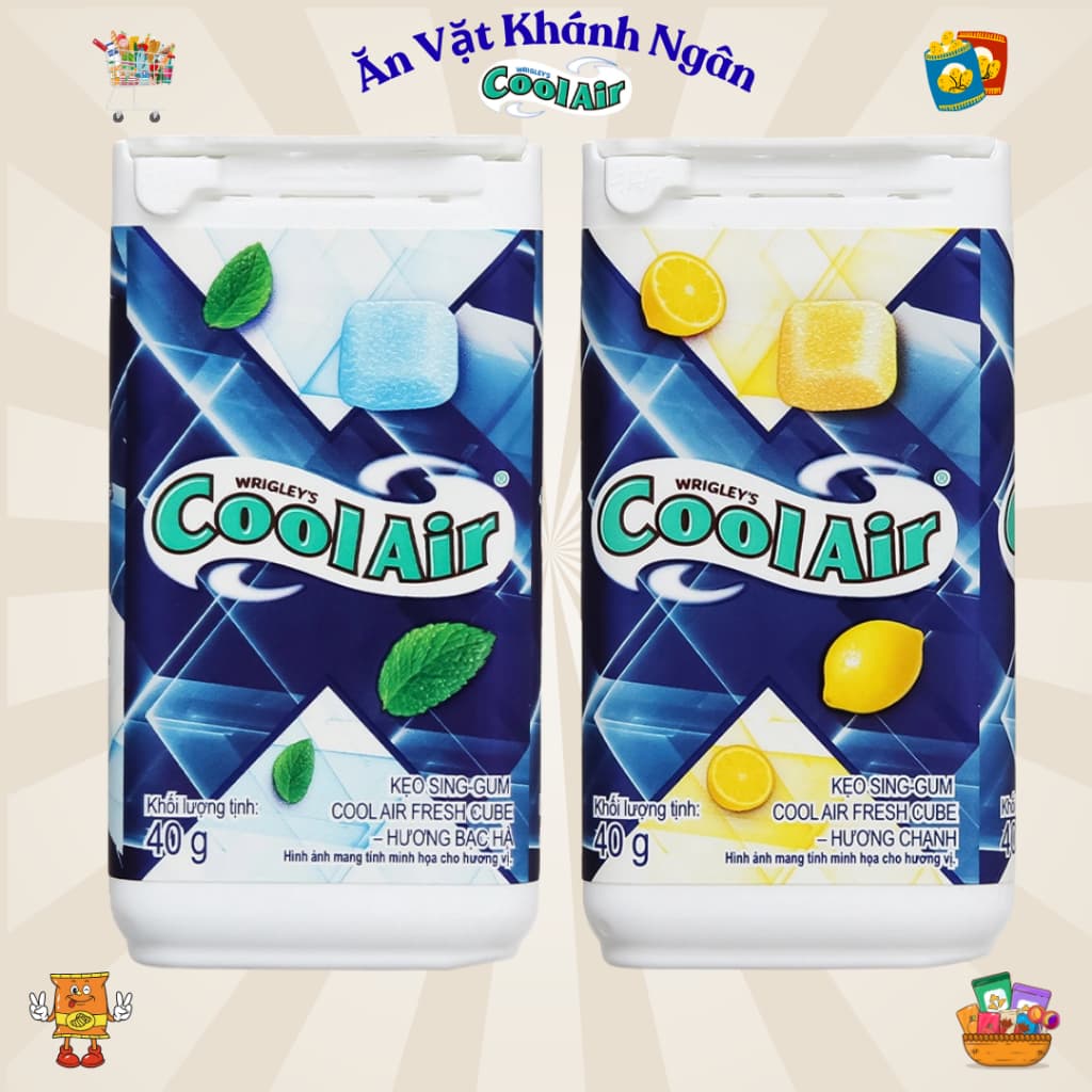 Kẹo Sing-Gum Cool Air Fresh Cube - Hương Chanh - Hương Bạc Hà 40g - HÀNG CHÍNH HÃNG
