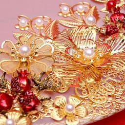Quạt tròn cô dâu phụ kiện cầm tay chụp ảnh cổ trang đám cưới sang trọng 2