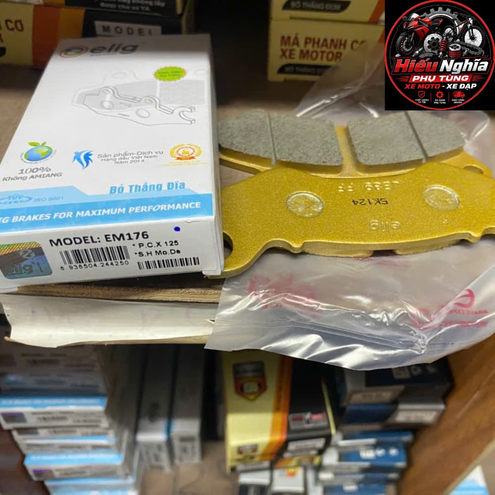 Má Phanh (Bố Thắng) Đĩa Trước Elig EM176 Cho Xe Honda PCX 125, SH Mode (Đời 2010 - 2018)- Chính Hãng