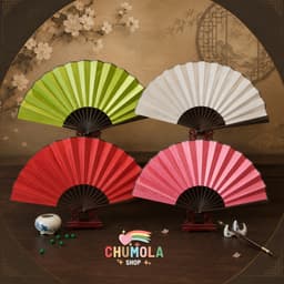 Quạt xếp nan 28cm trơn màu phụ kiện chụp ảnh cầm tay cổ trang 1