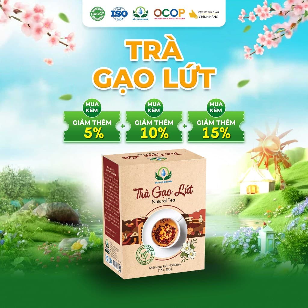 Trà Gạo Lứt Đỏ Gạo Lứt Tím Thanh Mát Cho Ngày Mới Thư Thái Hộp 30 Túi 450gram