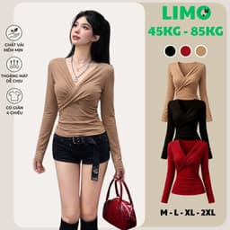 Áo Thun Nữ Bigsize Tay Dài Nhũ Kim Tuyến Xoắn Ngực Ôm Body Đẹp Dễ Thương LiMo MS025 1