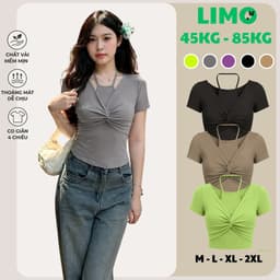 Áo Kiểu Dễ Thương Mặc Hè Đẹp Áo Thun Nữ Bisgize Áo Nhũ Tay Ngắn LiMo MS215 Thời Trang Thiết Kế Đẹp 1