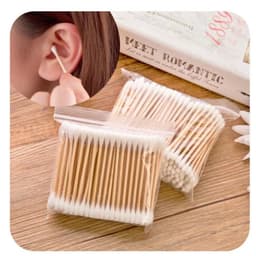 Hộp 500 tăm bông ráy tai cotton 2 đầu thân gỗ an toàn vệ sinh 0.5x7.5cm Hộp 500 tăm bông 2 đầu vệ sinh tai, mũi 9