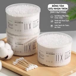 Hộp 500 tăm bông ráy tai cotton 2 đầu thân gỗ an toàn vệ sinh 0.5x7.5cm Hộp 500 tăm bông 2 đầu vệ sinh tai, mũi 1
