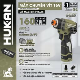 Máy Chuyên Vít Búa Thế Hệ Mới HUKAN G2-CV160S, Lực 160Nm, Tính Năng Xung Mồi, Tự Dừng Khi Tháo Vít 7