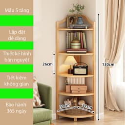 Kệ Góc Gỗ Tre 5 Tầng Đa Năng - Kệ Góc Phòng Khách, Kệ Trang Trí Góc Tường Cao Cấp 9