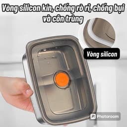 Bộ Combo 5 Hộp Inox  1500ML Loại 1 Nắp Hút Chân Không, Khay Đựng Thực Phẩm Ngăn Mùi Tủ Lạnh 9