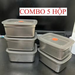 Bộ Combo 5 Hộp Inox  1500ML Loại 1 Nắp Hút Chân Không, Khay Đựng Thực Phẩm Ngăn Mùi Tủ Lạnh 8
