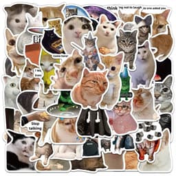 Nhãn Dán Mèo Meme Cute Decal Chống Nước Trang Trí Cho Laptop Vali Bình Nước Mũ Bảo Hiểm Xe Máy 8