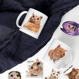 Nhãn Dán Mèo Meme Cute Decal Chống Nước Trang Trí Cho Laptop Vali Bình Nước Mũ Bảo Hiểm Xe Máy 5