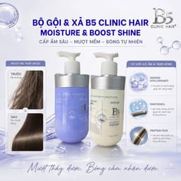 Cặp Gội & Xả Dưỡng Ẩm Phục Hồi Cho Tóc Khô Xơ B5 Clinic Hair Moisture & Boost Shine UITTLRY 500mlx2 1