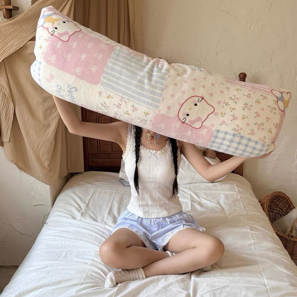 (Hàng Có Sẵn)Vỏ Gối Đôi - Gối Dài - Gối Ôm Nỉ Nhung Tuyết Sữa Mềm Mịn Hoạ Tiết Dễ Thương 40x120cm Có Khoá Kéo