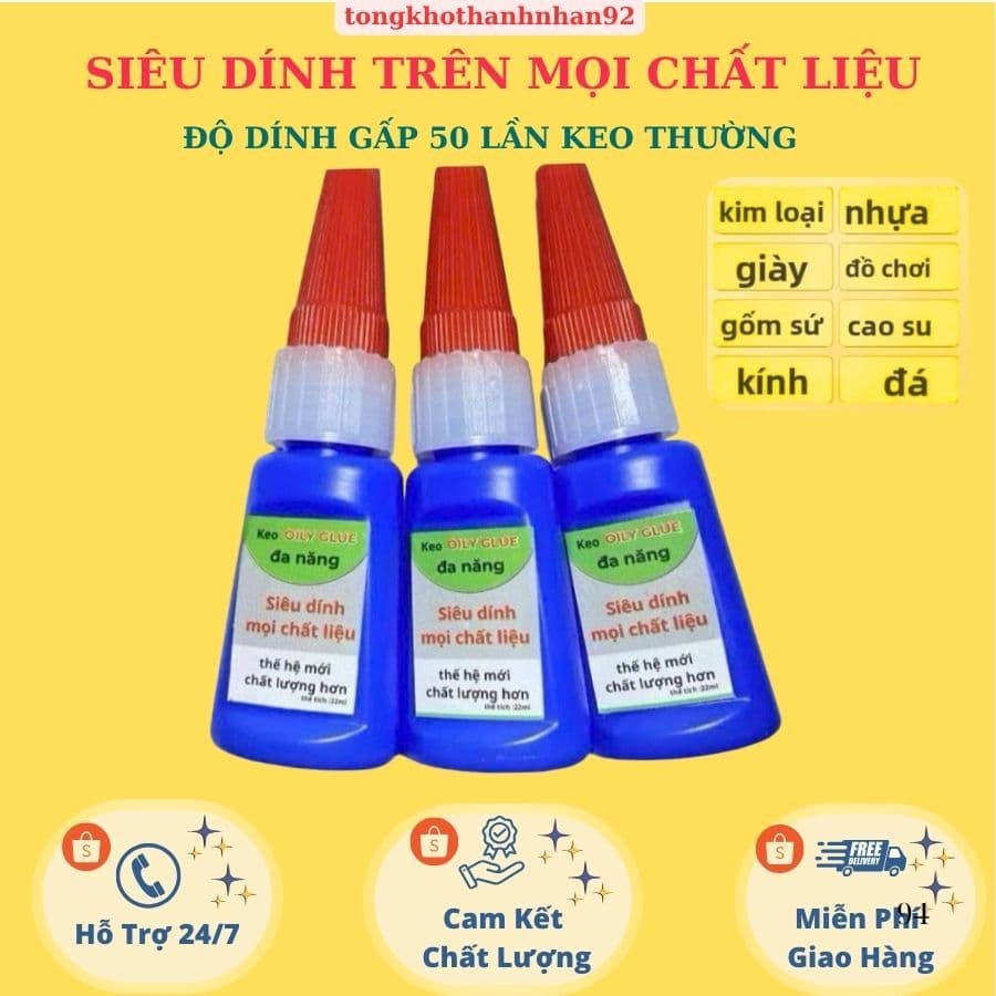 ( Hoả Tốc ) Combo 3 Lọ Keo Dán OILY GLUE Đa Năng Gấp 50 Lần Keo Thông Thường, Dính Chắc Trên Mọi Bề Mặt Chất Liệu