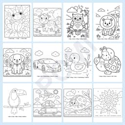 Set tranh tô màu theo số nhiều mẫu không trùng 25 trang A4 A5 - Đồ chơi POMI 2