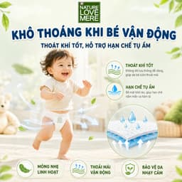 Combo 4 Bịch Bỉm ngày siêu mỏng Nature Love Mere siêu mềm mịn cho bé khô thoáng cả ngày, chống hăm 4