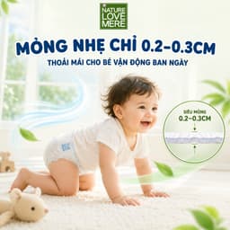 Combo 4 Bịch Bỉm ngày siêu mỏng Nature Love Mere siêu mềm mịn cho bé khô thoáng cả ngày, chống hăm 3