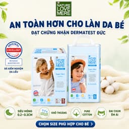 Combo 4 Bịch Bỉm ngày siêu mỏng Nature Love Mere siêu mềm mịn cho bé khô thoáng cả ngày, chống hăm 7