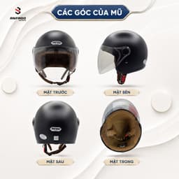 Mũ bảo hiểm 3/4 kính dài cho nam nữ, chống gió, che nắng mưa, nhiều màu sắc đa dạng. 2