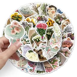Nhãn Dán Hoa Douyin Cute Sticker Decal Chống Nước Trang Trí Laptop Vali Bình Nước Mũ Bảo Hiểm Kính Cửa 2
