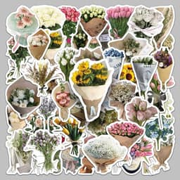 Nhãn Dán Hoa Douyin Cute Sticker Decal Chống Nước Trang Trí Laptop Vali Bình Nước Mũ Bảo Hiểm Kính Cửa 9