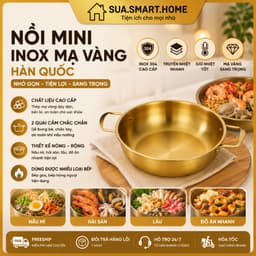 Nồi Nấu Lẩu Mạ Vàng, Nấu Mì Cay, Soup - Chảo Nấu Ăn MINI Bằng Thép Không Gỉ Phong Cách Hàn Quốc 1