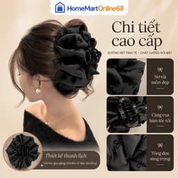 Kẹp tóc càng cua nơ đen bản lớn 13cm cao cấp, thiết kế họa tiết bong bóng nổi bật giúp giữ tóc cực chắc chắn(giadungtranlinh) 8