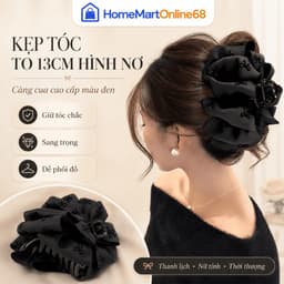 Kẹp tóc càng cua nơ đen bản lớn 13cm cao cấp, thiết kế họa tiết bong bóng nổi bật giúp giữ tóc cực chắc chắn(giadungtranlinh) 1