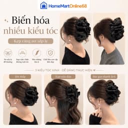 Kẹp tóc càng cua nơ đen bản lớn 13cm cao cấp, thiết kế họa tiết bong bóng nổi bật giúp giữ tóc cực chắc chắn(giadungtranlinh) 6