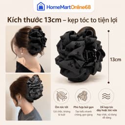 Kẹp tóc càng cua nơ đen bản lớn 13cm cao cấp, thiết kế họa tiết bong bóng nổi bật giúp giữ tóc cực chắc chắn(giadungtranlinh) 3