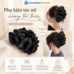 Kẹp tóc càng cua nơ đen bản lớn 13cm cao cấp, thiết kế họa tiết bong bóng nổi bật giúp giữ tóc cực chắc chắn(giadungtranlinh) 9