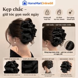 Kẹp tóc càng cua nơ đen bản lớn 13cm cao cấp, thiết kế họa tiết bong bóng nổi bật giúp giữ tóc cực chắc chắn(giadungtranlinh) 4