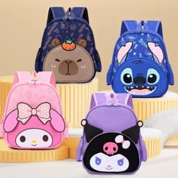 Balo Cho Bé Mầm Non Mẫu Giáo Hoạt Hình Cute Hello Kitty Kuromi Stitch Capybara Nhẹ Siêu Xinh 2