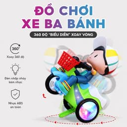 Đồ chơi cậu bé shiper đi xe đạp, bốc đầu xoay 360 độ, chạy pin có đèn có nhạc vui nhộn cho bé 3