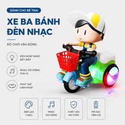 Đồ chơi cậu bé shiper đi xe đạp, bốc đầu xoay 360 độ, chạy pin có đèn có nhạc vui nhộn cho bé 2