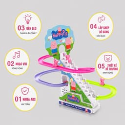 Đồ chơi cầu trượt leo cầu thang ANBEBE với âm thanh vui nhộn + Đèn nháy đẹp mắt 3