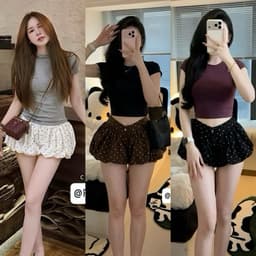 Quần Bí Phồng Cạp Trễ Quần Giả Váy Dáng ( Lưng sau có chun co giãn ) 1