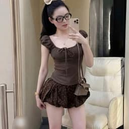 Quần Bí Phồng Cạp Trễ Quần Giả Váy Dáng ( Lưng sau có chun co giãn ) 2