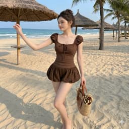 Quần Bí Phồng Cạp Trễ Quần Giả Váy Dáng ( Lưng sau có chun co giãn ) 3
