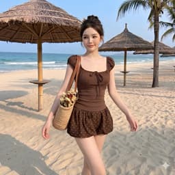 Quần Bí Phồng Cạp Trễ Quần Giả Váy Dáng ( Lưng sau có chun co giãn ) 4