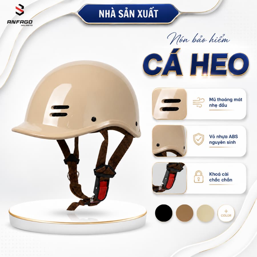 Mũ Bảo Hiểm Cá Heo ANFAGO NAM/NỮ An Toàn, Đủ Màu, Bảo Hành 12 Tháng, Giấy Kiểm Định.