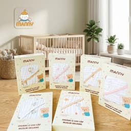Hộp 5 Khăn Sữa Cổ Tích 6 Lớp Manny Vải Cotton Dệt Cao Cấp Siêu Mềm Mịn, Thấm Hút Tốt Cho BéHộp 5 Khăn Sữa Cổ Tích 6 Lớp 9