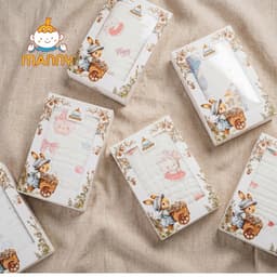 Hộp 5 Khăn Sữa Cổ Tích 6 Lớp Manny Vải Cotton Dệt Cao Cấp Siêu Mềm Mịn, Thấm Hút Tốt Cho BéHộp 5 Khăn Sữa Cổ Tích 6 Lớp 2