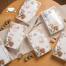 Hộp 5 Khăn Sữa Cổ Tích 6 Lớp Manny Vải Cotton Dệt Cao Cấp Siêu Mềm Mịn, Thấm Hút Tốt Cho BéHộp 5 Khăn Sữa Cổ Tích 6 Lớp 8