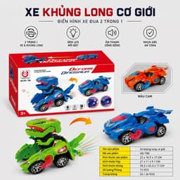 Xe Biến Hình Robot Tự Động Chạy pin có đèn Nhạc ( Pin đi kèm ) 2